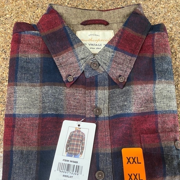 Weatherproof Vintage Men’s Long Sleeve Flannel XXL New With Tags​​​​​​​ - Picture 8 of 12